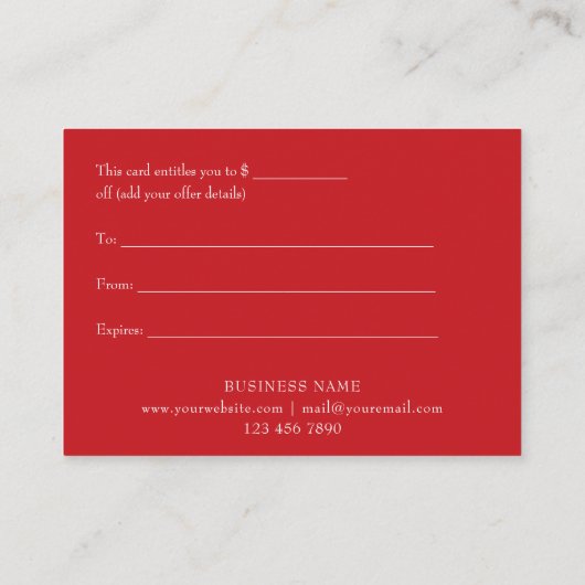 ホリデービジネススノーフレークギフト券 割引カード (裏面)