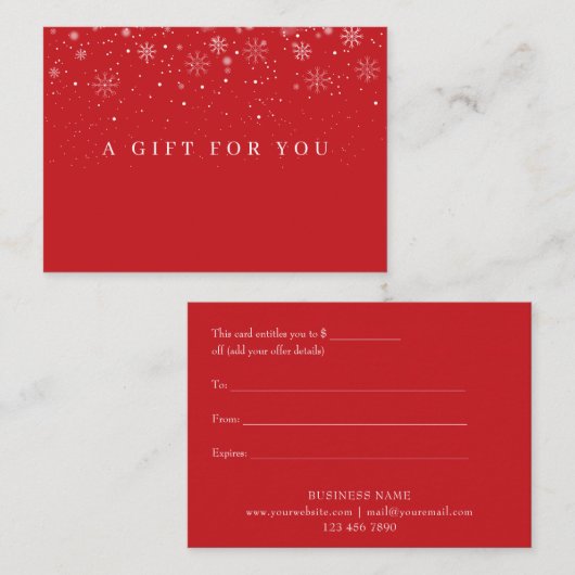 ホリデービジネススノーフレークギフト券 割引カード (正面/裏面)