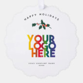 ホリデービジネス企業のロゴクリスマスギフトラベル オーナメントカード (正面)