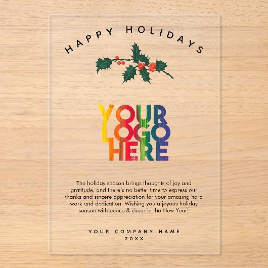 ホリデービジ企業のネスロゴのクリスマスカード アクリル招待状 (正面)