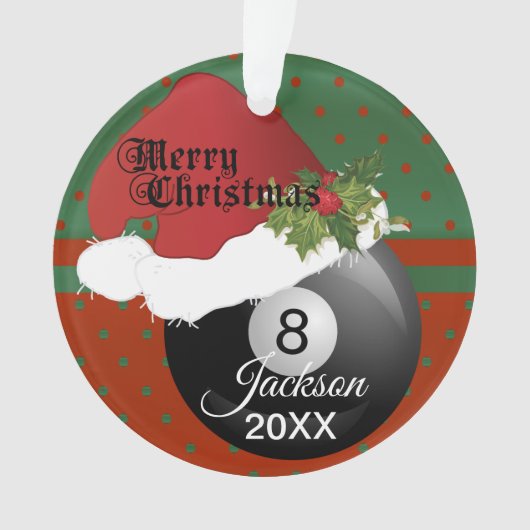 ホリデービリヤードデザイン| DIY名 オーナメント (正面)