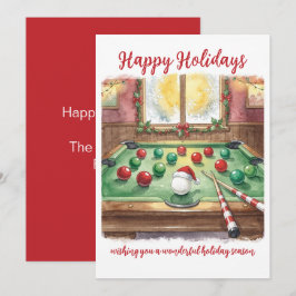 ホリデービリヤードプレーヤークリスマスカード シーズンカード