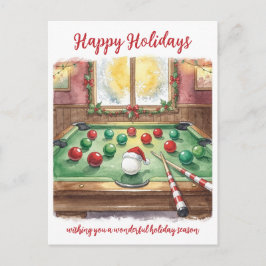 ホリデービリヤードプレーヤークリスマスカード シーズンポストカード