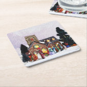 ホリデービレッジシーン スクエアペーパーコースター (アングル)