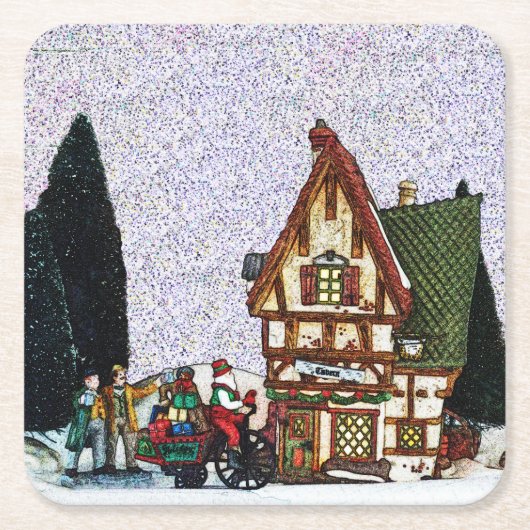 ホリデービレッジシーン スクエアペーパーコースター (正面)