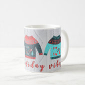 ホリデービーズ醜いセータ数々のーカラーニットテクスチャ コーヒーマグカップ (正面右)