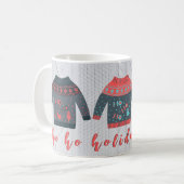 ホリデービーズ醜いセータ数々のーカラーニットテクスチャ コーヒーマグカップ (正面左)