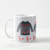 ホリデービーズ醜いセータ数々のーカラーニットテクスチャ コーヒーマグカップ (左)