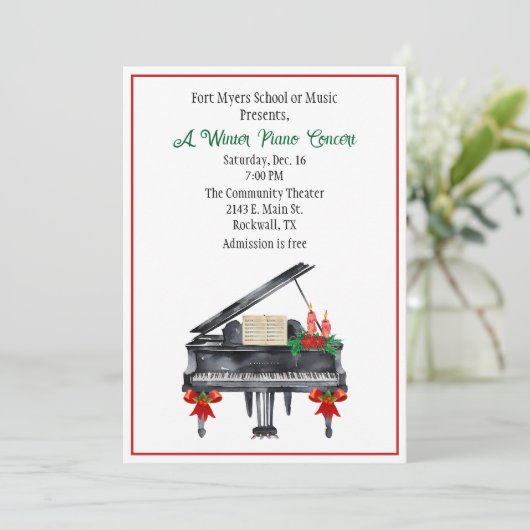 ホリデーピアノ音楽コンサート発表会招待状 招待状 (スタンド正面)