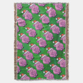 ホリデーピッグinサンタハットパターンオングリーン スローブランケット (正面縦)