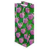 ホリデーピッグinサンタハットパターンオングリーン ワインギフトバッグ (裏面アングル)