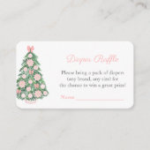 ホリデーピンクと緑おむつラッフルベビーシャワー エンクロージャーカード (正面)