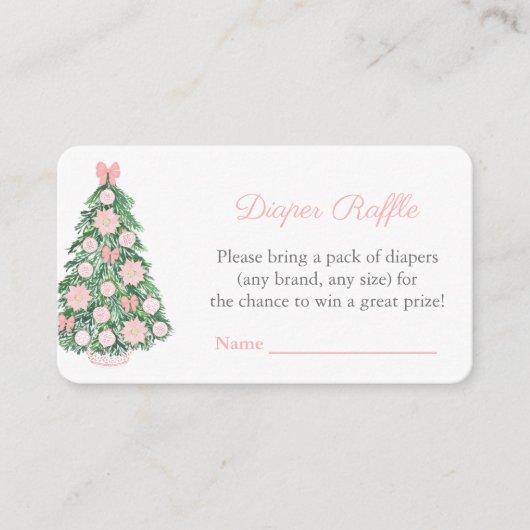 ホリデーピンクと緑おむつラッフルベビーシャワー エンクロージャーカード (正面)