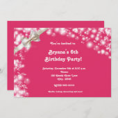 ホリデーピンクウィズボウグリッターライト招待状 招待状 (正面/裏面)