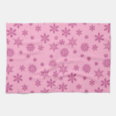 ホリデーピンクグリッタールックスノーフレーク キッチンタオル (横)