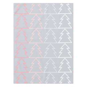 ホリデーピンクグレークリスマスツリーモダン テーブルクロス