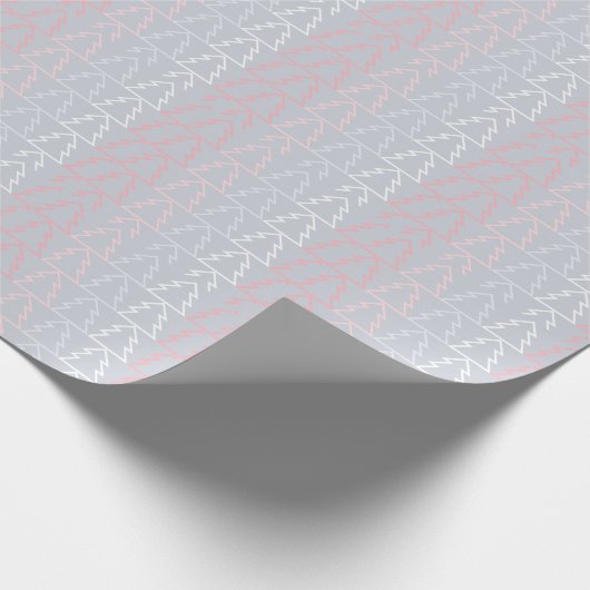 ホリデーピンクグレークリスマスツリーモダン ラッピングペーパー (角)