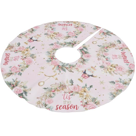 ホリデーピンクナッメリークラッカーボークスカスタムメッセージ ブラッシュドポリエステルツリースカート (アングル)