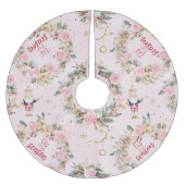 ホリデーピンクナッメリークラッカーボークスカスタムメッセージ ブラッシュドポリエステルツリースカート (正面)