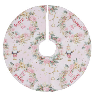 ホリデーピンクナッメリークラッカーボークスカスタムメッセージ ブラッシュドポリエステルツリースカート