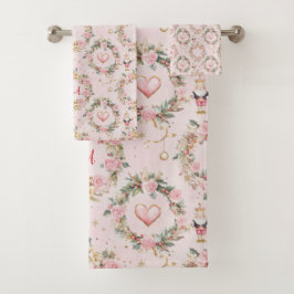 ホリデーピンクナッメリークラッカーボークスカスタムリース バスタオルセット