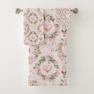 ホリデーピンクナッメリークラッカーボークスカスタムリース バスタオルセット