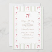 ホリデーピンクボウベビーシャワー招待状 サンキューカード (正面)