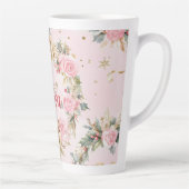 ホリデーピンクメリークリスマスボークスカスタムメッセージ カフェラテマグ (右)