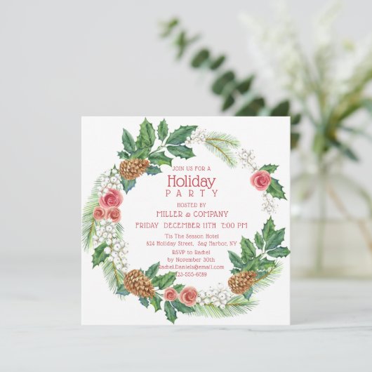 ホリデーピンクリース企業のクリスマスパーティー 招待状 (スタンド正面)