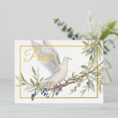 ホリデーピースドーブオリーブブランチ 箔シーズンカード (立ち正面)