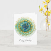 ホリデーピースマンダラフォードノートカード カード (黄色い花)