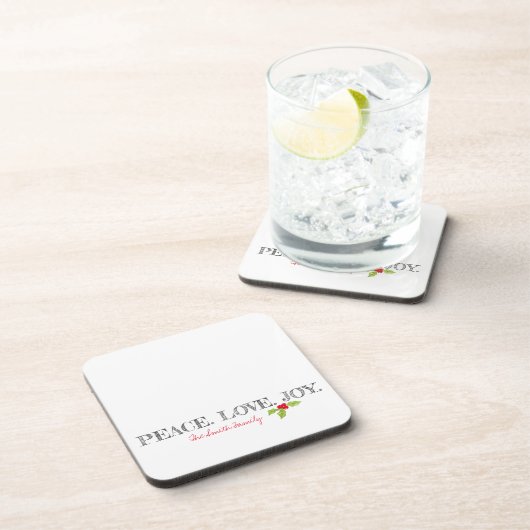 ホリデーピースラブジョイファミリーネーム文字ホリー コースター (右側)