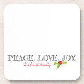 ホリデーピースラブジョイファミリーネーム文字ホリー コースター (正面)