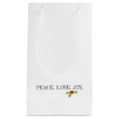 ホリデーピースラブジョークリスマスホリー文字 スモールペーパーバッグ (正面)