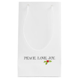 ホリデーピースラブジョークリスマスホリー文字 スモールペーパーバッグ
