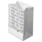 ホリデーピースラブジョークリスマスホリー文字 ミディアムペーパーバッグ (正面アングル)