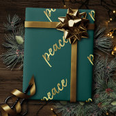 ホリデーピース |金フェイク箔の書道グリーン ラッピングペーパー