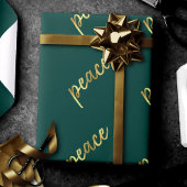 ホリデーピース |金フェイク箔の書道グリーン ラッピングペーパー
