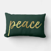 ホリデーピース |金フェイク箔の書道グリーン ランバークッション (正面)