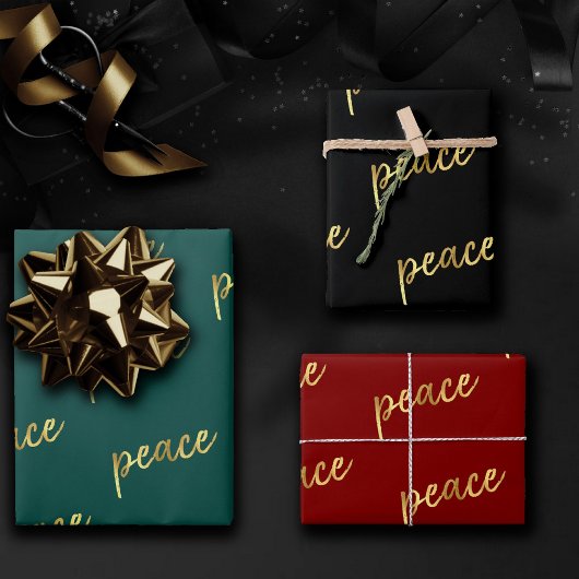 ホリデーピース |金フェイク箔書跡ブラック ラッピングペーパーシート