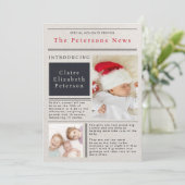 ホリデーファミリーニュース紙写真ベビー発表 招待状 (スタンド正面)