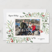 ホリデーファミリーフォトコラージボタニックウォーター色 シーズンカード (正面)