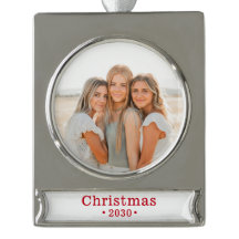 ホリデーファミリーフォトシルバーメッキバナーオーナメント