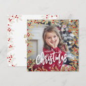 ホリデーファミリーフォトミストレトークリスマスカード (正面/裏面)