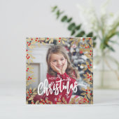 ホリデーファミリーフォトミストレトークリスマスカード (スタンド正面)