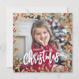 ホリデーファミリーフォトミストレトークリスマスカード