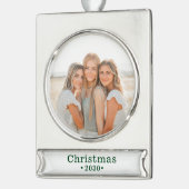 ホリデーファミリーフォト シルバープレートバナーオーナメント (左)