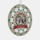 ホリデーファミリーフレンドズキープサケ写真ギフト ガラスオーナメント (正面右)