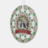 ホリデーファミリーフレンドズキープサケ写真ギフト ガラスオーナメント (正面左)