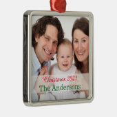 ホリデーファミリー写真テンプレートカスタマイズ メタルオーナメント (右)